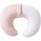 QUENESS Nursing Pillow and Positioner, Breastfeeding, Bottle Feeding, Baby Sitting Support with Removable Ultra Soft Cover, Tummy Time Support for Baby Boys and Girls (Lightpink)