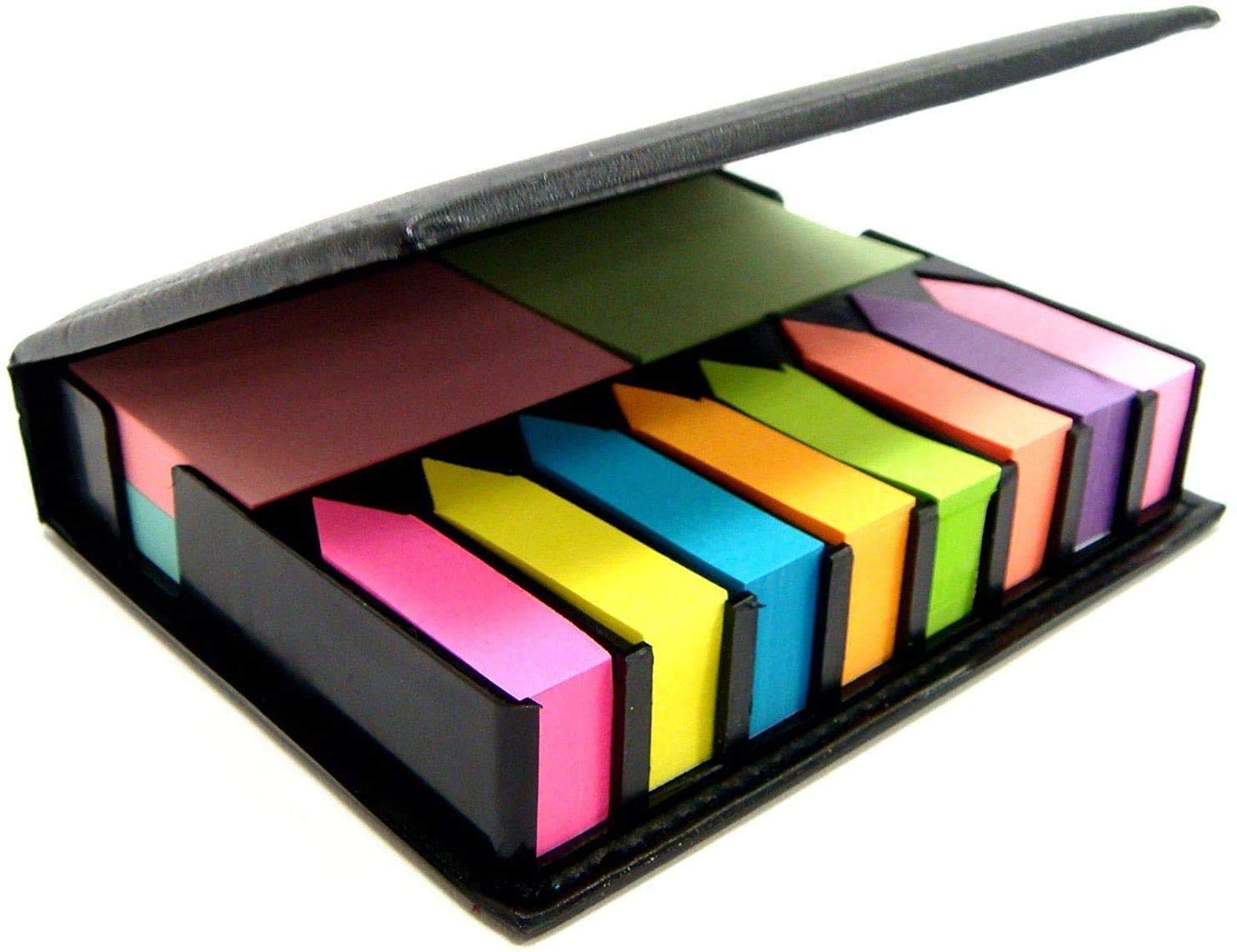 Tiger sticky memo notes holder with index tab flags in leather like case