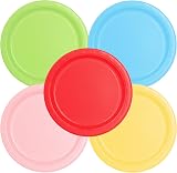 PARTY GO 9 Inch Multi Color Cloth? Paper Plates 50 Pack Red Yellow Green Blue