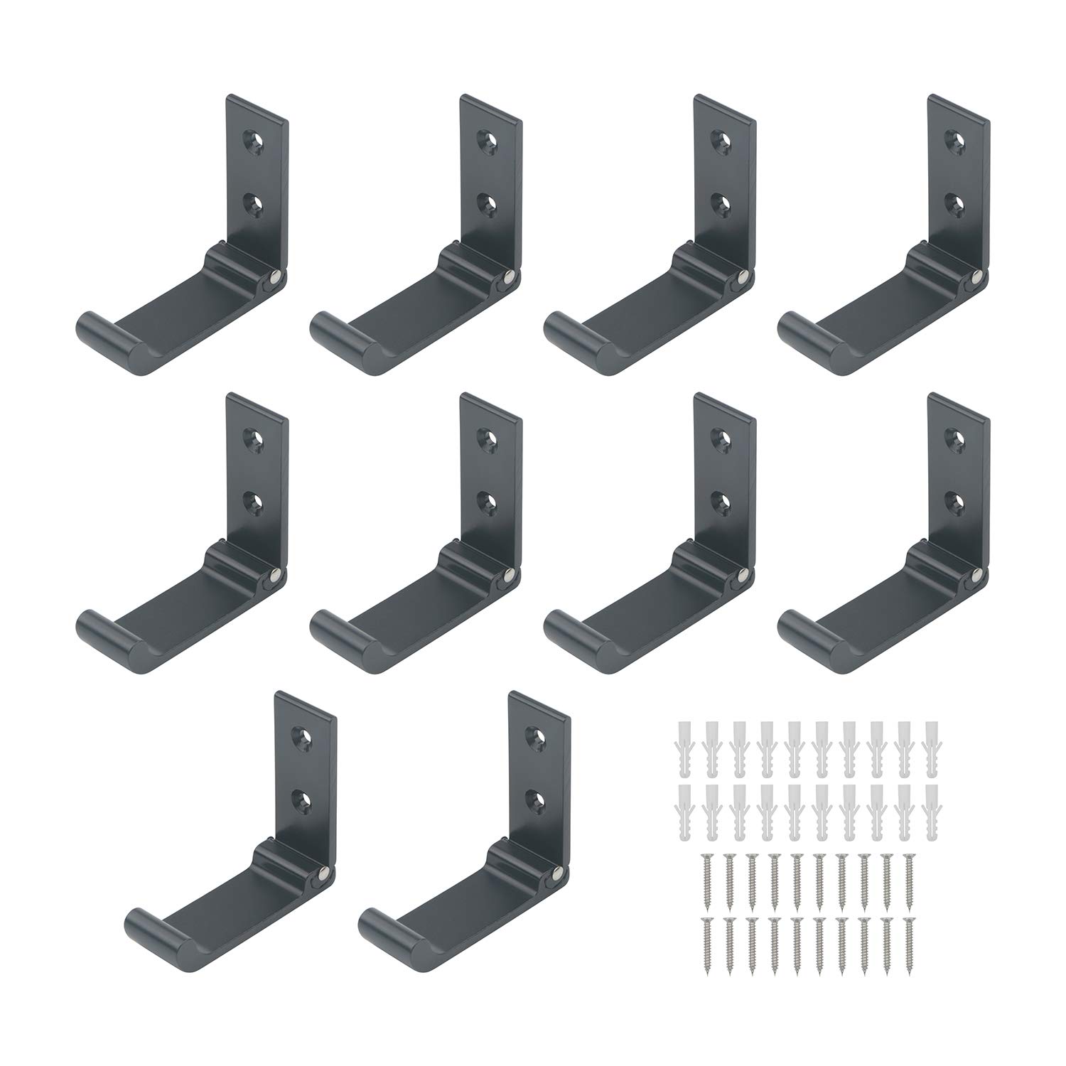 Pxyelec Foldable Wall Hook 10pcs Aluminum Alloy Single Clothes Hook Foldable Coat Hook Hanger Wall Mounted for Kitchen Bathroom Bedroom Living Room Wall Door Cabinet