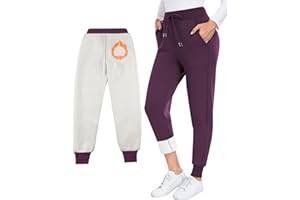 CHRLEISURE Fleece Lined Pants Women - Thermal Winter Warm Cold Weather Athletic Jogger Sweatpants with Pockets