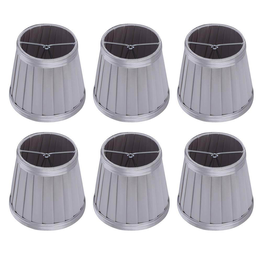 Small Lamp Shades Set of 6 Clip Lampshades for Candle Crystal Chandelier E14 Clip on Chandelier Lampshades 4.7x4.3x3.3inch Small Fabrics Wall Lamp Shade Replacement