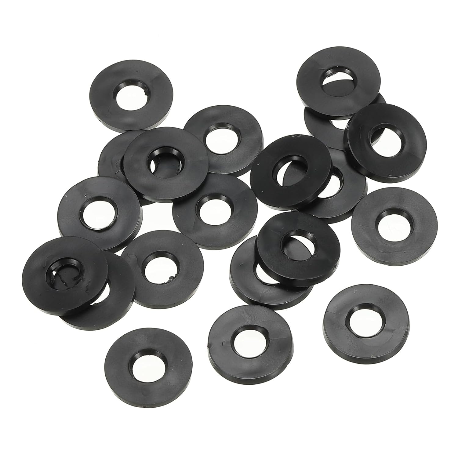 TOP-VIGOR 20Pcs Rubber Flat Washers, 13mm OD 6mm ID 1.6mm Thickness Heavy Duty Black Rubber Grommet Vibration Damping Pads Sealing Gasket Washers for Faucet Pipe Water Hose Fastener Bolt