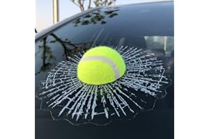 ZLTFashion 3D Prank Tricky Creative Glass Window Stickers Funny Auto Car Styling Ball Hits Car Body Window Sticker Self Adhesive Decal Accessories (Green Tennis)