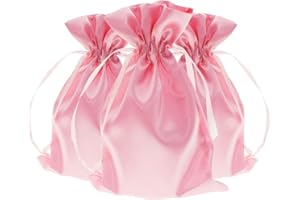 Knitial 3" x 4" Satin Pink Gift Bags, Jewelry Bags, Wedding Favor Drawstring Bags Baby Shower Christmas Gift Bags 50 per Pack