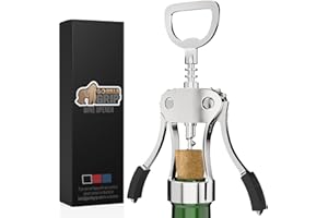 GORILLA GRIP BPA-Free Premium Wine Opener, Heavy Duty Zinc Alloy Wing Corkscrew, Multifunctional Bottle Openers Remove Corks, Caps, Easy Use Sharp Cork Screw, Dishwasher Safe, Holiday Essential, Black