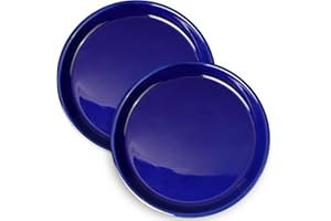 EPFamily Plant Drip Trays - Ceramic Plant Pot Saucers 12 inch Plant Saucers for Indoors Large Plant Trays for Pots Round Flower Pot Saucers Plant Plates for Water Drainage 2 Pack Blue