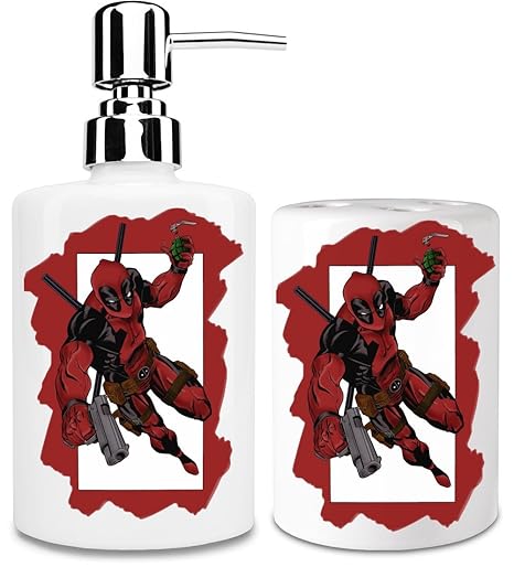 Deadpool Frame Jump Dispensador de jabón y Porta Cepillo de dientes