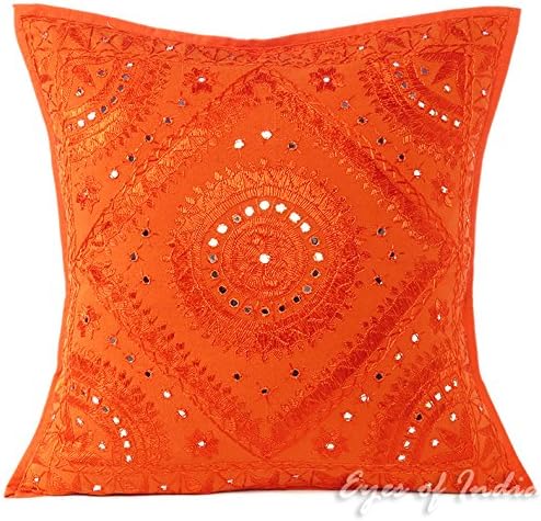 Amazon Com Eyes Of India 24 Big Orange Mirror Embroidered Sofa