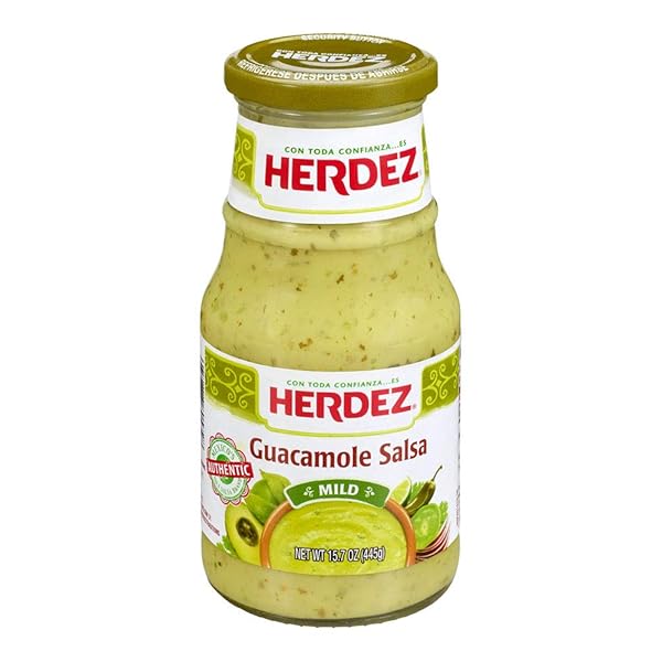 HERDEZ GUACAMOLE SALSA, MILD, 15.7 OZ JAR– GLUTEN FREE, KOSHER, AUTHENTIC MEXICAN, SMOOTH AVOCADO SALSA FOR DIPPING & SPREADING