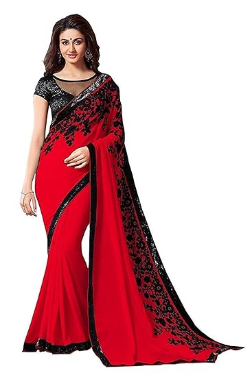 Women's Georgette Saree With Unstitched Blouse Piece