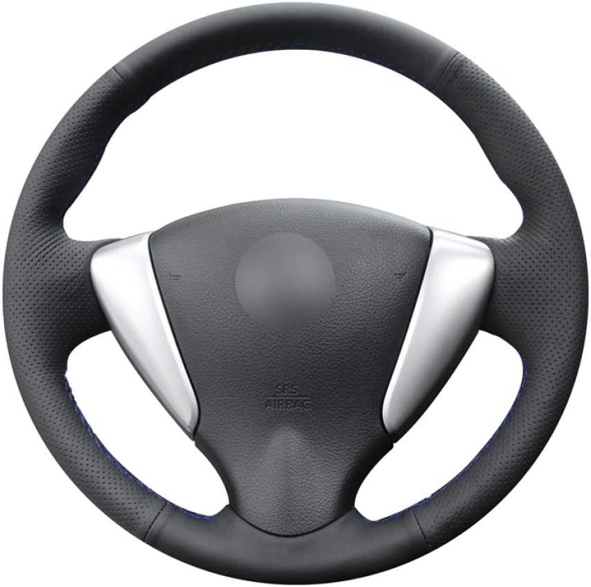 DBBXYQ Hand stitched Black Leather Car Steering Wheel Cover,For Nissan Tiida Sylphy 2012 2015,For Versa 2015 2019