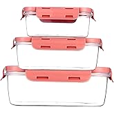 HoleviFO Food Storage Containers with Airtight Lids - Plastic Meal Prep Containers - Lunch Containers, Microwave, Dishwasher,and Freezer Safe (Pink)