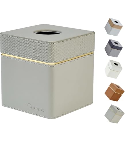 Amazon.com: Gray Square PU Leather Tissue Box Cover with Magnetic
