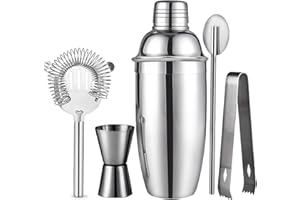 18 OZ Cocktail Shaker Set, Drink Shaker Bartender Kit, Include Stainless Steel Martini Shaker, Jigger, Cocktail Straw Spoon, 