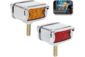 BETTERCLOUD Lot de 2 feux clignotants double face ambré/rouge avec visière, feux de remplacement chromés pour semi-camions Pe