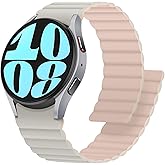 Anlinser Magnetic Bands Compatible with Samsung Galaxy Watch 7/6/5/4/FE Band 44mm 40mm, Galaxy Watch 6 Classic 47mm 43mm/5 Pro 45mm, Waterproof Sport Strap for Women Men, Starlight/Pink