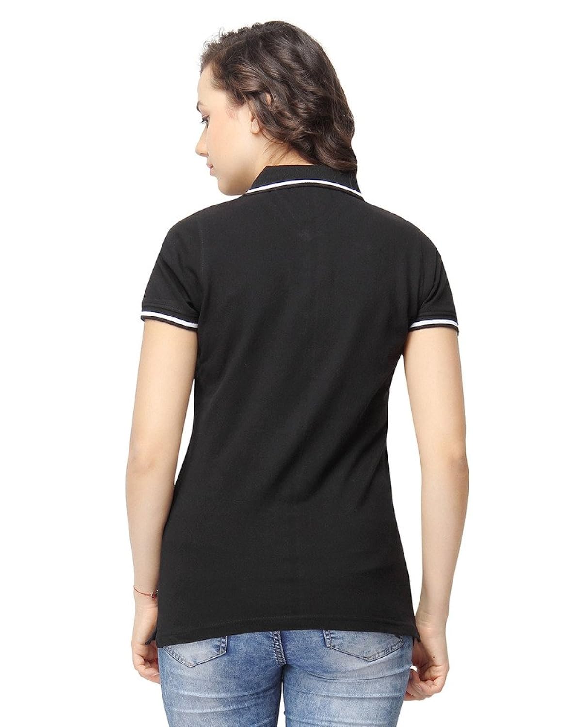 campus sutra women polo neck with tipping t-shirts
