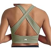 POPSUGAR Long Line Sports Bra Women, Workout Crop Tops for Women Longline Criss Cross Gym Yoga Tops with Built in Bra