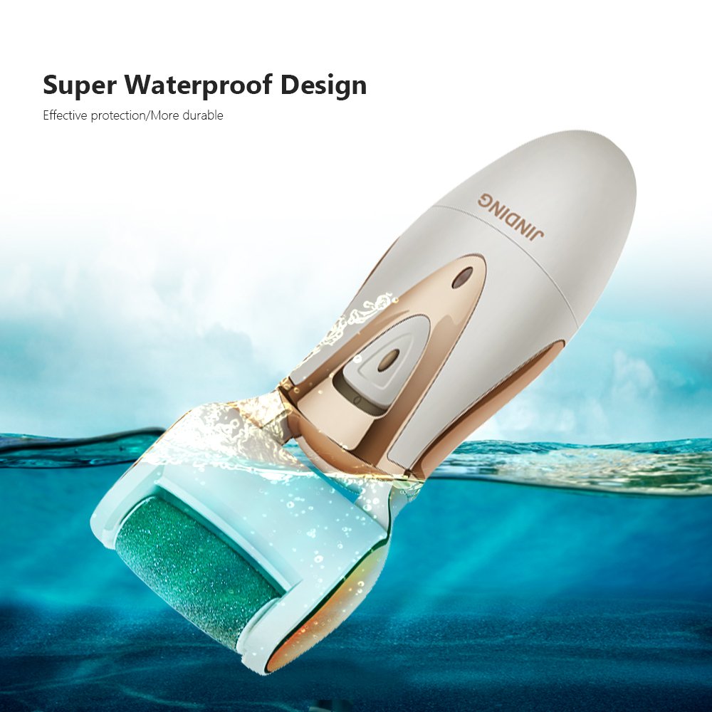 Electric Foot File - Rechargeable & Waterproof Callus Remover with Quartz Sand Remove Dead, Hard, Cracked Skin (Gold)