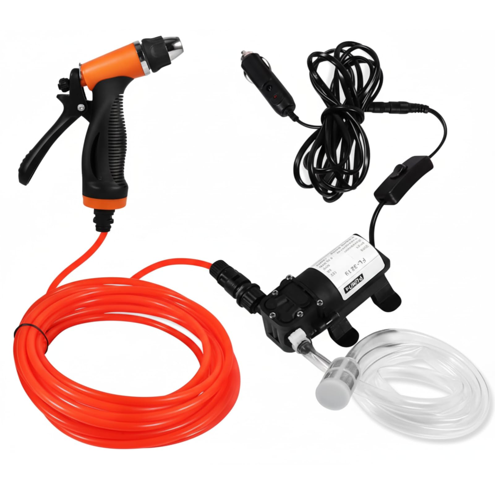 130PSI 12V High Pressure Electric Car Washer Cleaning Machine Trigger Spray Gun Washing Kit for Car Caravan Yacht Garden
