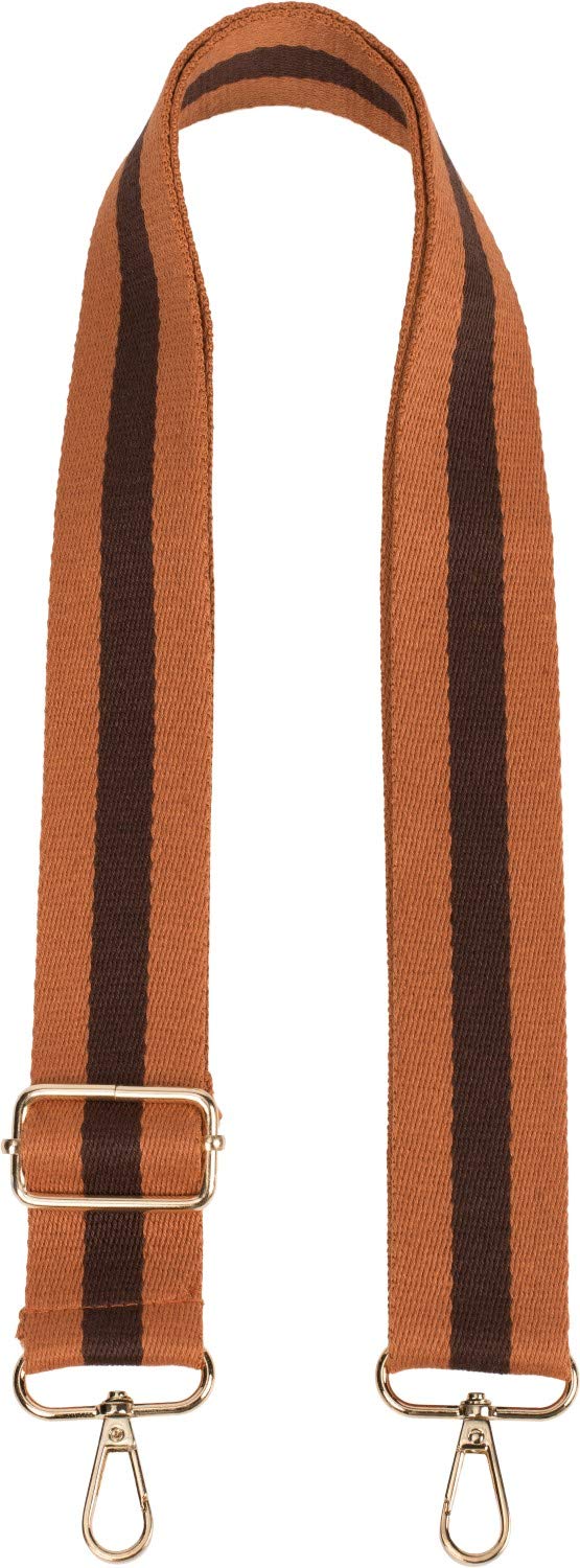 styleBREAKER Pockets shoulder strap striped, interchangeable bag strap with snap hook, adjustable, unisex 02013016, Colour:Cognac-darkbrown