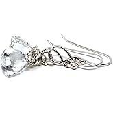 Crystal Quartz Earrings Sterling Silver Petite Trilliant Faceted Pyramid Dangles Teardrops