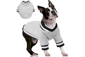 FUAMEY Dog Pullover Sweatshirt，Dog Winter Sweaters Warm Dog Clothes Dog Vest Thick Puppy Pullover Soft Pet Fleece Sweater Cute Doggie Boy Girl Outfit for Small Medium Dogs Grey L