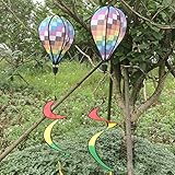 Oranmay Colorful Hot Air Balloon Grid Windsock Wind Spinner For Garden Yard Outdoor Decor