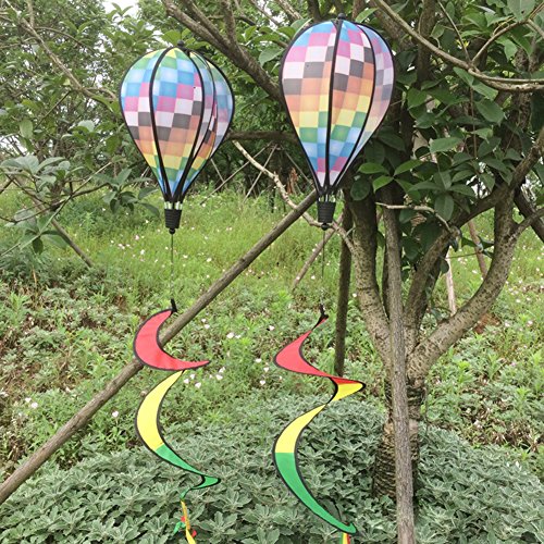 Oranmay Colorful Hot Air Balloon Grid Windsock Wind Spinner For Garden Yard Outdoor Decor