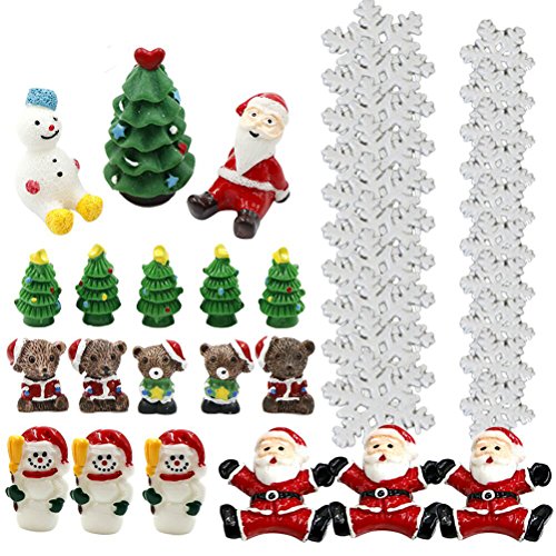 JUNKE 39 PCS Miniature Great Deal Christmas Miniature Ornament Kit DIY Fairy Garden Dollhouse
