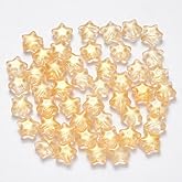KISSITTY 100pcs Star Glass Beads Gold Crystal Bead with Glitter Center Drilled Loose Craft Beads 8mm for Jewelry Making Earring Bracelet Necklace DIY Crafts