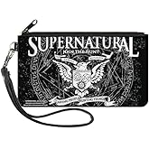 Wallet Canvas Zip Clutch Supernatural Winchster Brothers Eagle Crest Black Gray White