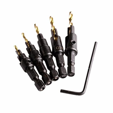 Generic 5Pcs HSS Countersink Drill Bit Set Quick Change Hex Shank Screw 4# 6# 8# 10# 12# -Y103