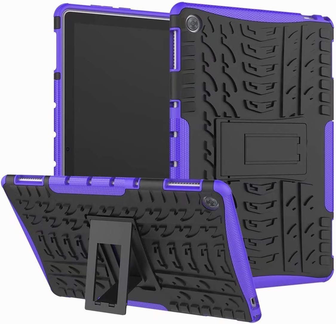 Compatible with Huawei MediaPad M5 lite 10.1 Case [NOT for MediaPad M5 10.8" ] with Kickstand & Dual Shockproof Non-Slip Armor Cover Protective Case for Huawei MediaPad M5 lite 10.1" 2018 -Purple