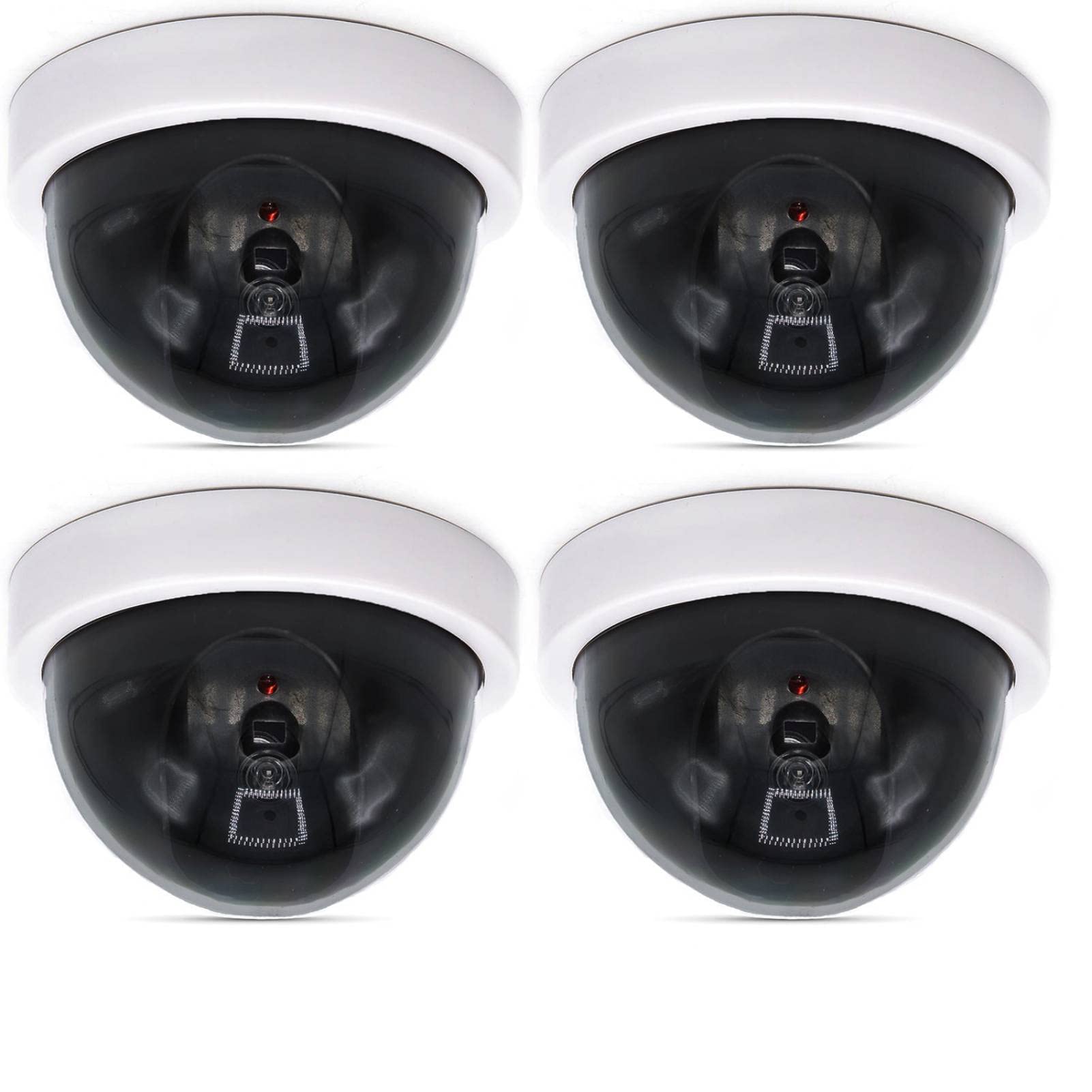 Hakeeta 4pcs Dummy Security Camera,Dummy Surveillance Camera With a Flashing Security Light,Rotatable,Dummy Dome CCTV Camera For The Kids,Model Security Camera for Home/Office/Shop
