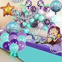 Mermaid Party Supplies Set Decoration,Mermaid Bunting Banner,Fish net,Latex Balloons,Mermaid Balloons for Girl