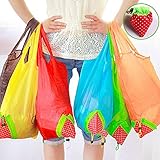 Foldable Reusable Bag 100% Polyester Strawberry Shopping Bags by Btwzm, Pack of 10
