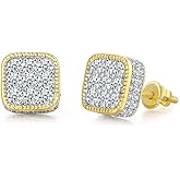 Gold Square Stud Earring, Crystal Earings Zircon Ear Studs Classic Men Hip Hop Jewelry Accessories for Women and Men