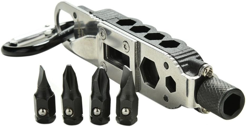 MAIYU EDC Wrench Jaw Screwdriver Plier Opener Keychain Survival Gear With LED Light Multi-Tool Adjustable Travel Outdoor Tools