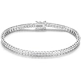 Gemsme 2.5 * 2.5mm Square Tennis Bracelet, 2.5mm Thin 18K White/Yellow Gold Plated Square Cubic Zirconia Tennis Bracelet for Women