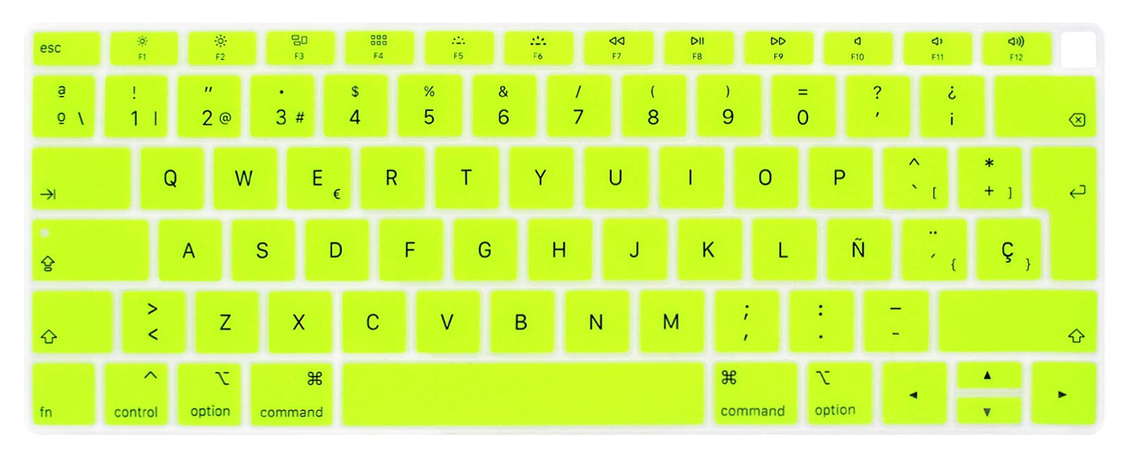 MMDW Spanish ESP Keyboard Cover Compatible with MacBook Air 2018 Release 13.3 inch A1932 with Retina Display and Touch ID Silicone Soft Protector European UK Version-Fluorescent Yellow