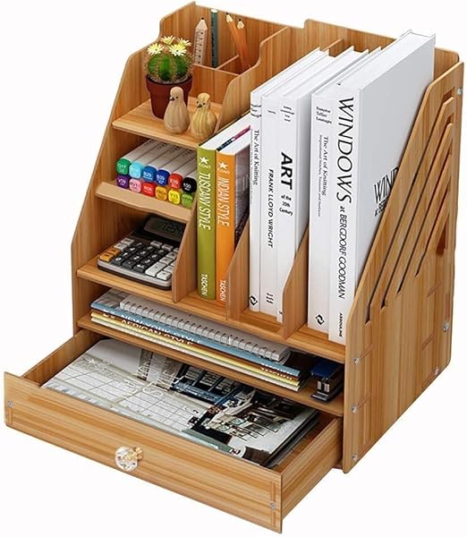 Amazon Com File Cabinets Desk Tidy Stationary Storage Cabinet Daily Lifedesk Organiser Desktop Shelf Supplies Comprises Basic Compartments Wood 32 5 X 23 8 X 34 8cm Home Office Furniture Color A1 Home Kitchen