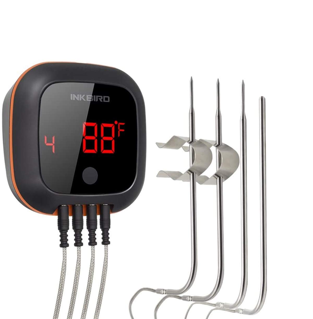 INKBIRD IBT-4XS Bluetooth Meat Thermometer Wireless Smart BBQ Meat Thermometer ℉/℃ with Rechargeable Battery Rotatable Screen for Barbecue Meat Oven Grill Smoker