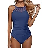 Holipick Women Tummy Control One Piece Swimsuit Modest Bathing Suit Full Coverage High Neck Swimwear