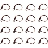 Bezall 100Pcs Brass Earring Hooks, Lever Back Hoop French Ear Wire with Open Loop for Earring Jewelry Making (Red Copper)