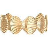 MXUHUI Wide Cuff Bracelets for Women Boho Vintage Statement Starfish Open Bangle Bracelet Irregular Summer Beach Shell Sea Coral Bracelets