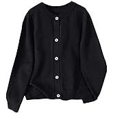 SHENHE Women's Lightweight Cardigan Long Sleeve Button Down Crew Neck Fall Soft Knit