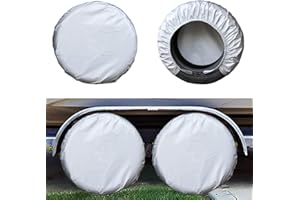 Kayme Rv Tire Covers Set of 4, Travel Trailer Camper Truck SUV Motorhome Waterproof Wheel Cover, Sun Rain Snow Protector, Fit