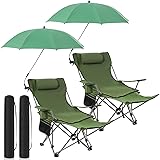 Yuntau 2 Set Reclining Camping Chair with Umbrella